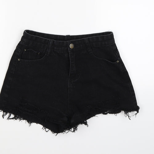 falmer Womens Black  Denim Hot Pants Shorts Size S