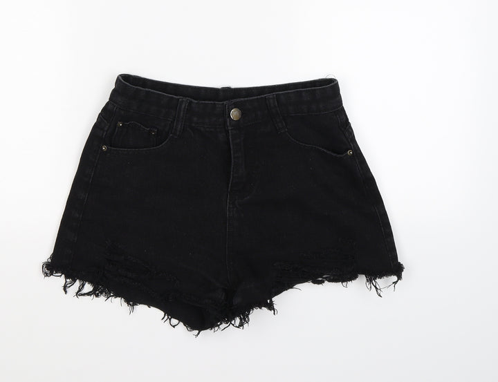 falmer Womens Black Denim Hot Pants Shorts Size S