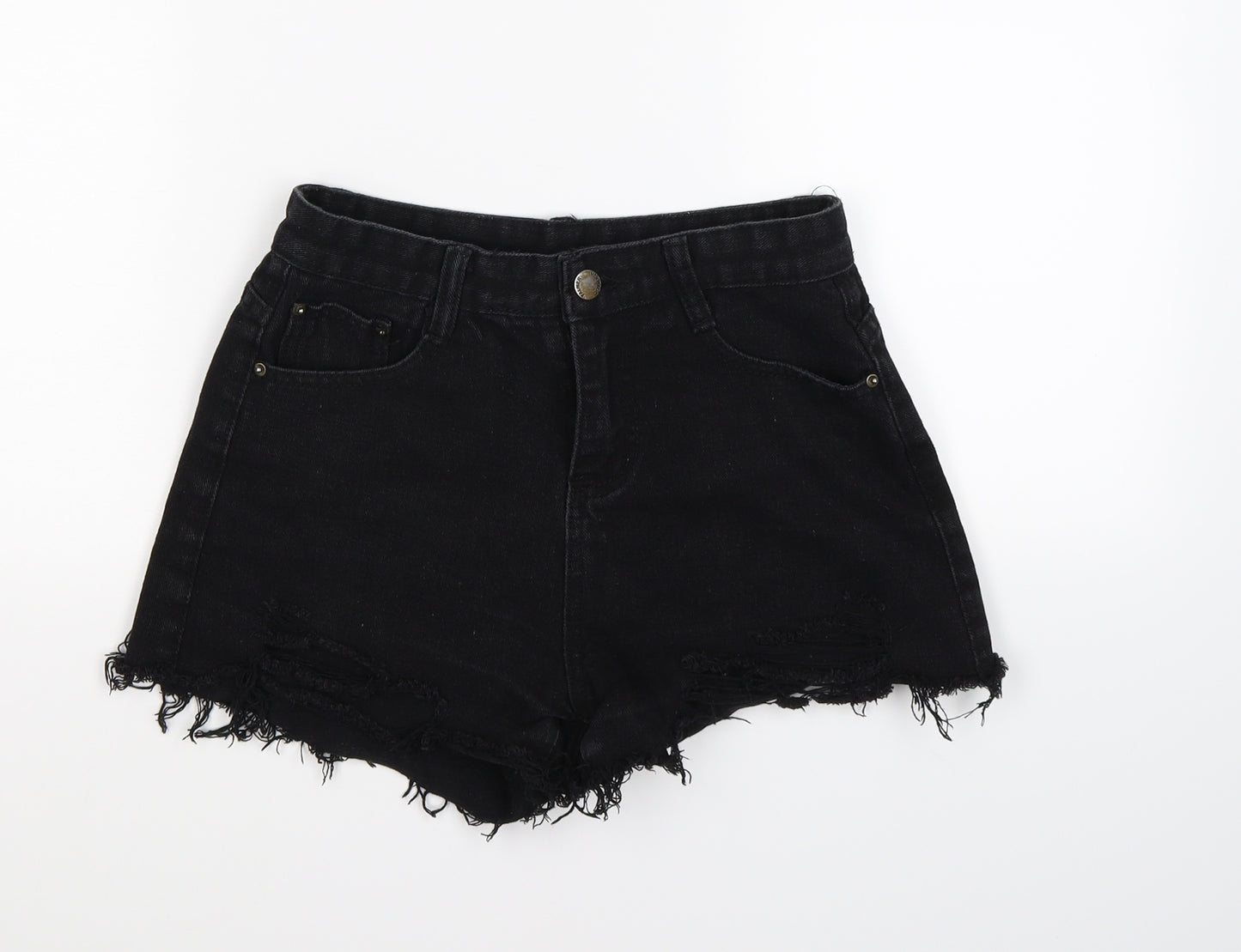 falmer Womens Black  Denim Hot Pants Shorts Size S