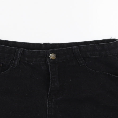 falmer Womens Black  Denim Hot Pants Shorts Size S