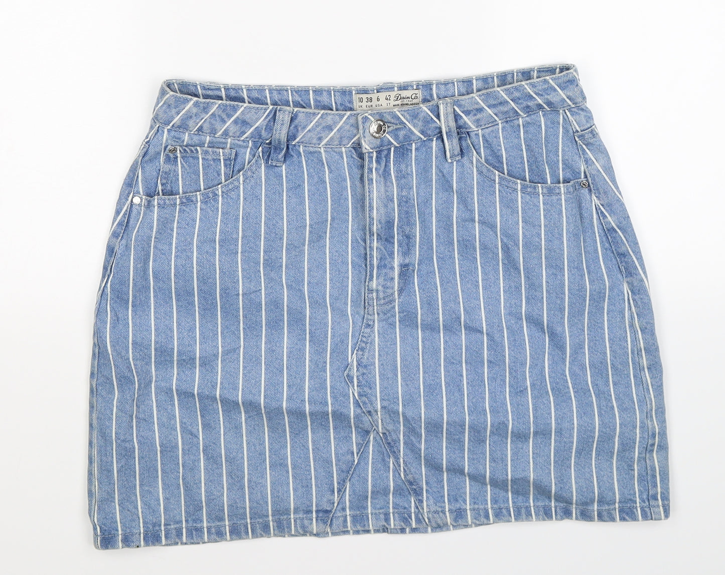 denim co Womens Blue Striped Denim Straight & Pencil Skirt Size 10