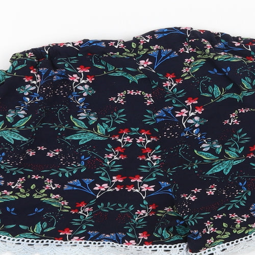 Preworn Womens Black Floral  Paperbag Shorts Size M