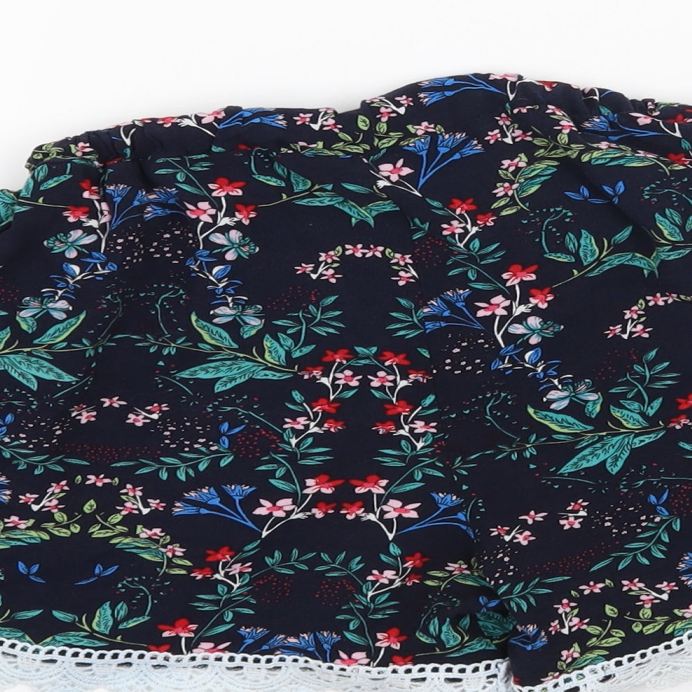 Preworn Womens Black Floral  Paperbag Shorts Size M
