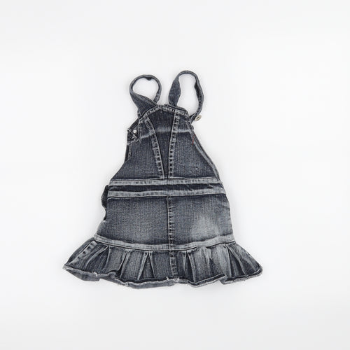 Preworn Girls Grey Houndstooth  Pinafore/Dungaree Dress  Size 12 Months