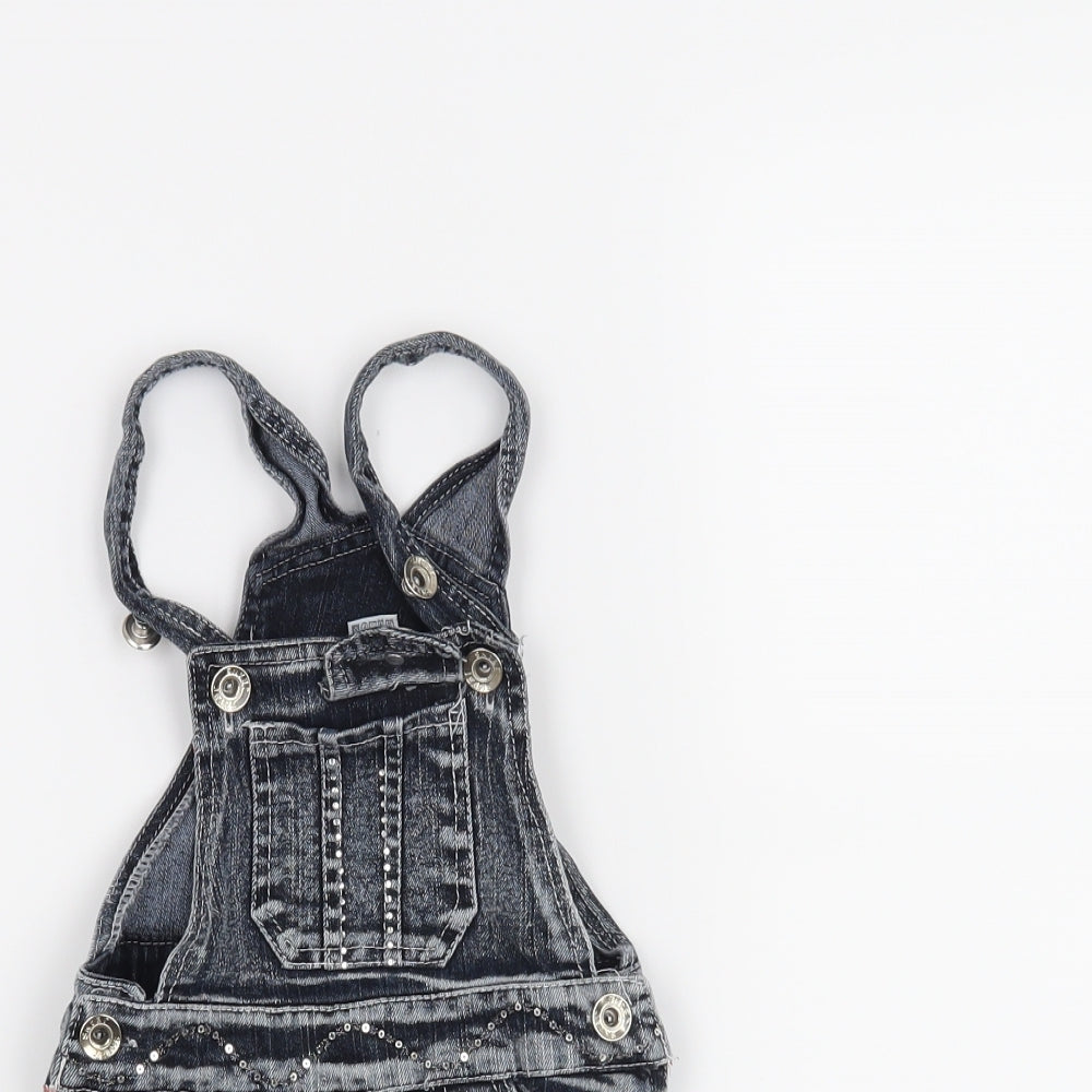 Preworn Girls Grey Houndstooth  Pinafore/Dungaree Dress  Size 12 Months