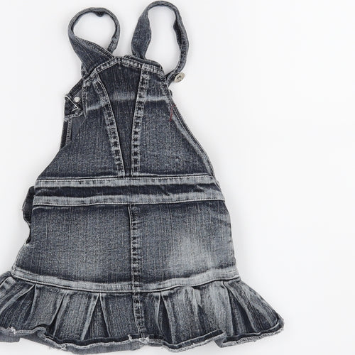 Preworn Girls Grey Houndstooth  Pinafore/Dungaree Dress  Size 12 Months