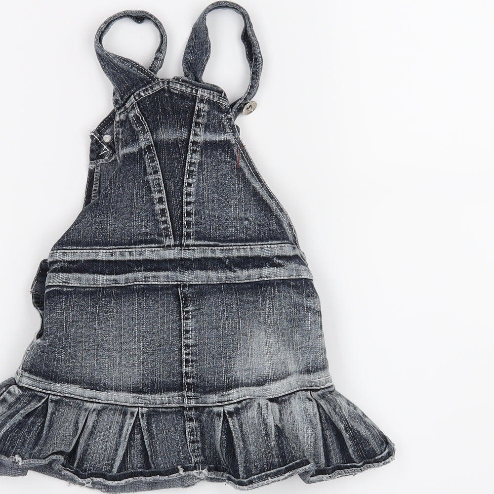 Preworn Girls Grey Houndstooth  Pinafore/Dungaree Dress  Size 12 Months
