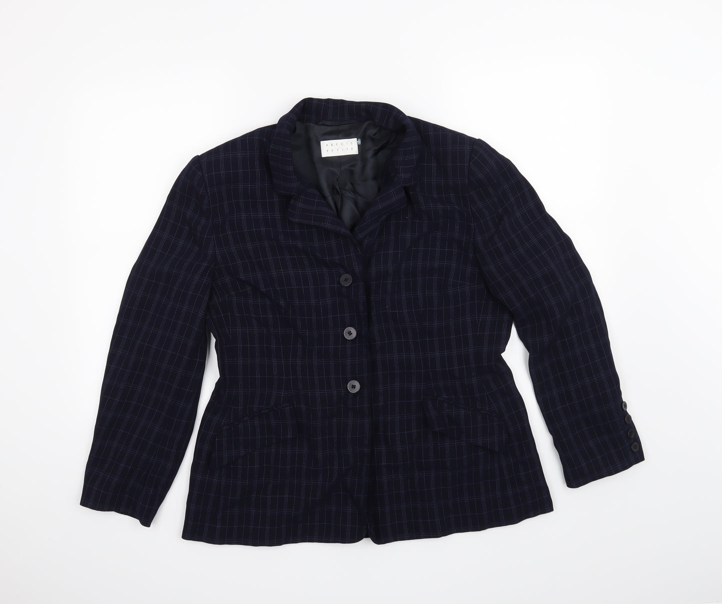 PRECIS PETITE Womens Blue Check  Jacket Blazer Size 16