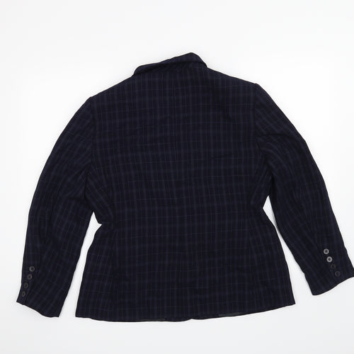 PRECIS PETITE Womens Blue Check  Jacket Blazer Size 16
