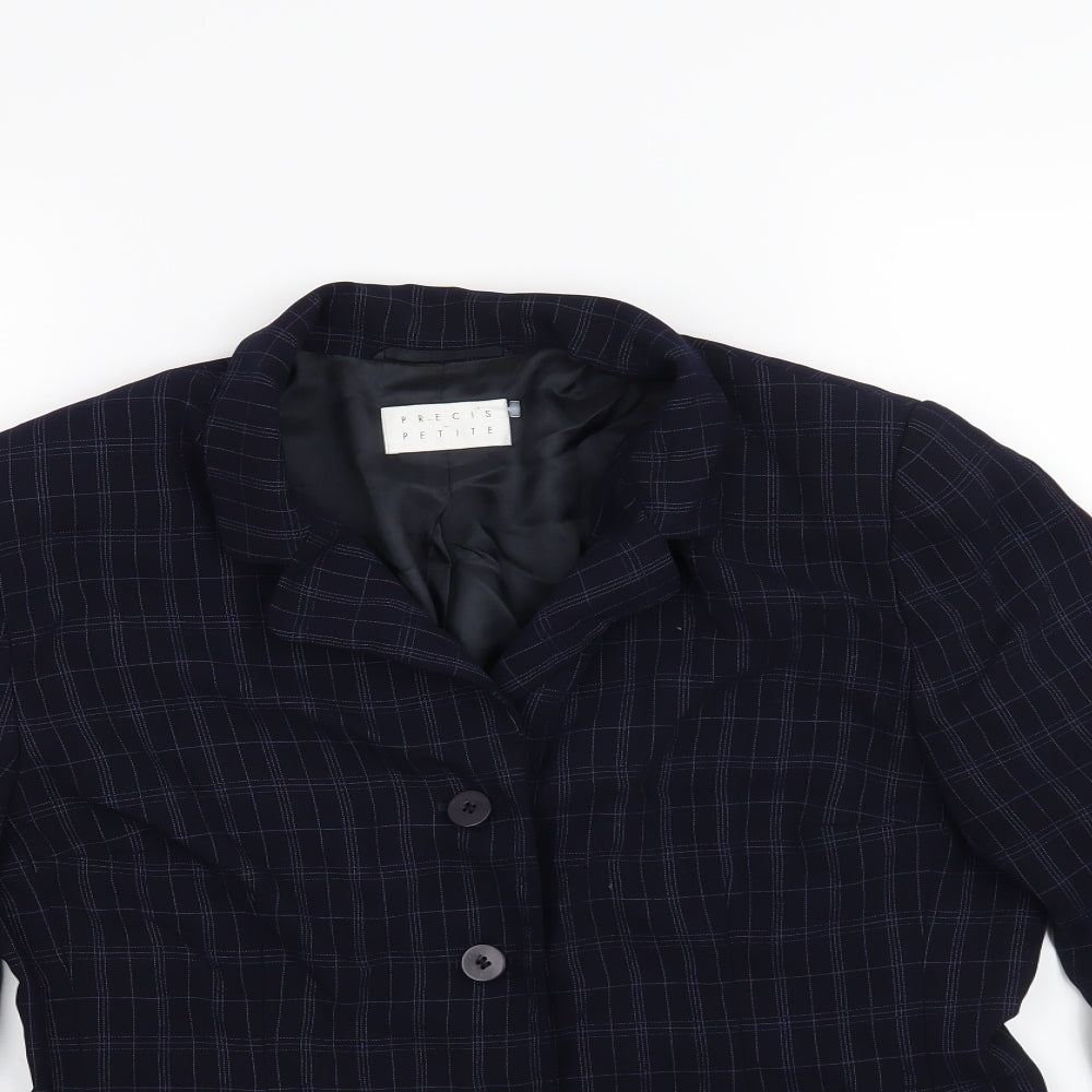 PRECIS PETITE Womens Blue Check  Jacket Blazer Size 16