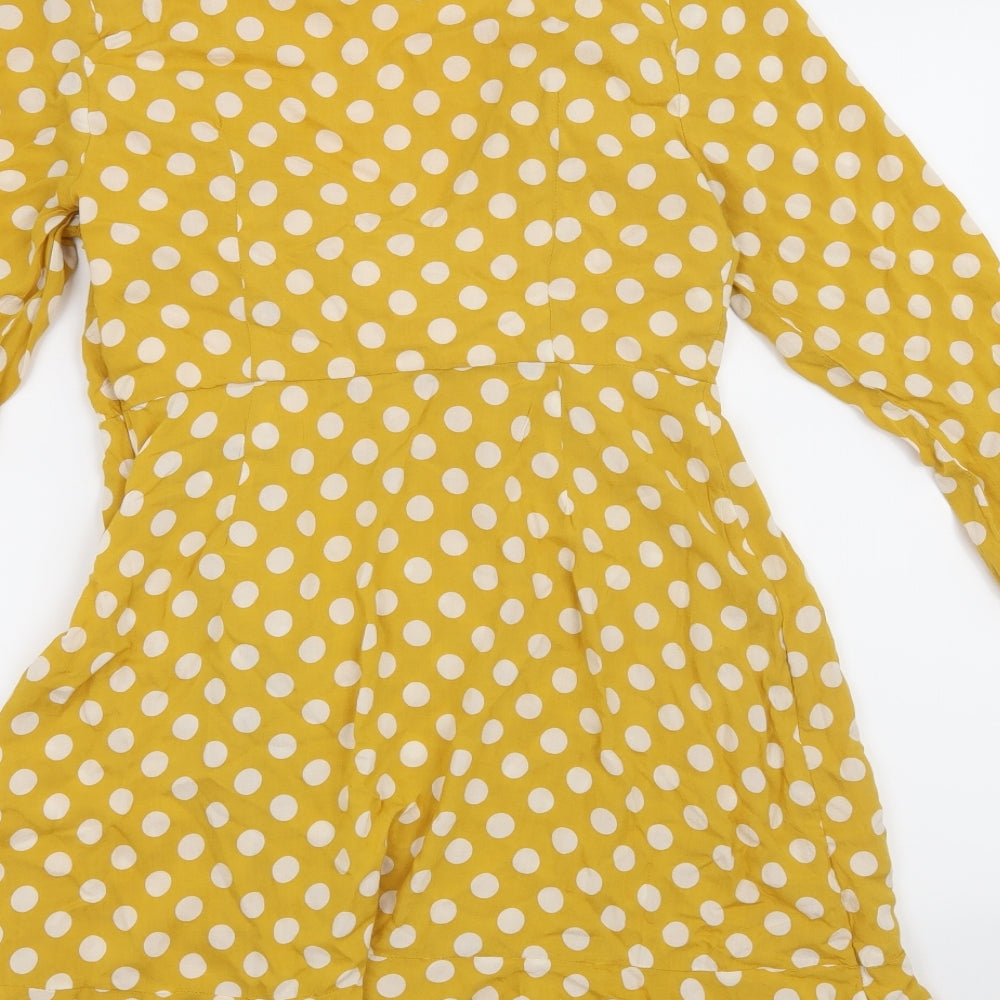 Louche Womens Yellow Polka Dot  A-Line  Size 12