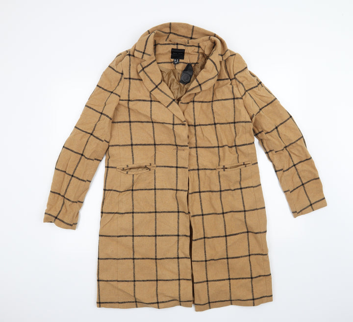 New Look Womens Beige Check Jacket Coat Size 10