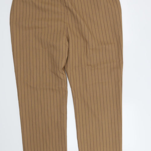 M&S Womens Brown Striped  Trousers  Size 20 L31 in