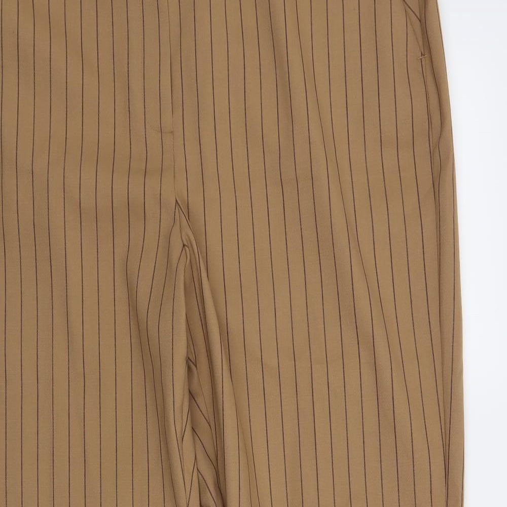 M&S Womens Brown Striped  Trousers  Size 20 L31 in