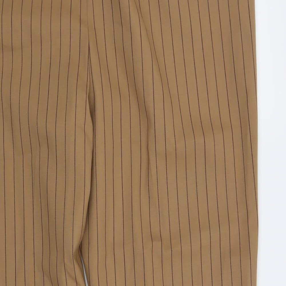M&S Womens Brown Striped  Trousers  Size 20 L31 in