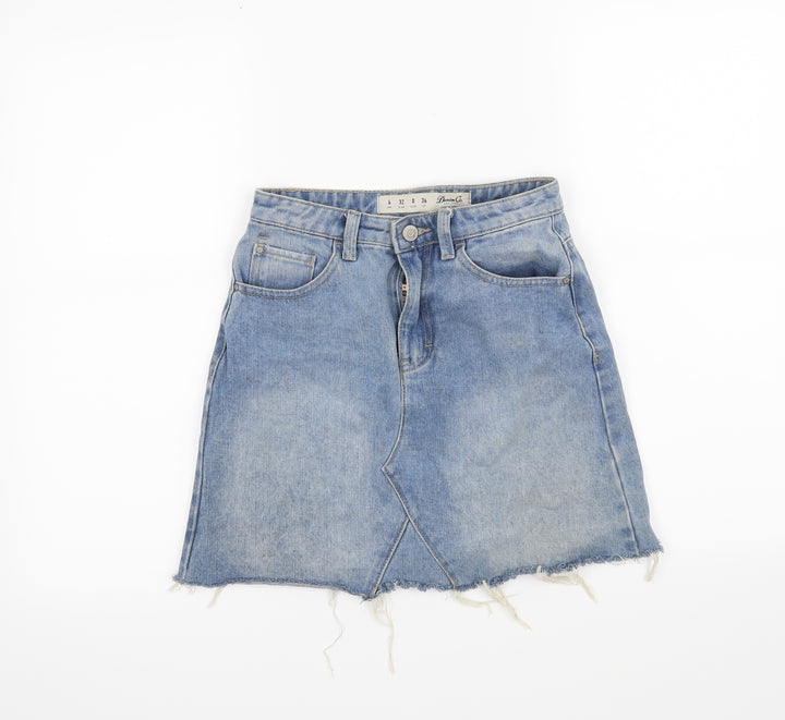 Denim & Co. Womens Blue A-Line Skirt Size 4