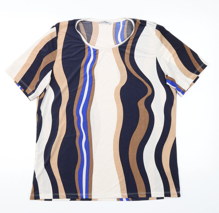 Damart Womens Brown Striped Basic T-Shirt Size 14