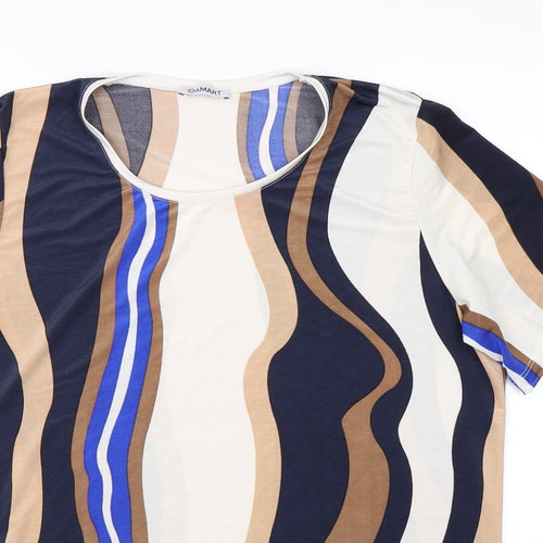 Damart Womens Brown Striped  Basic T-Shirt Size 14