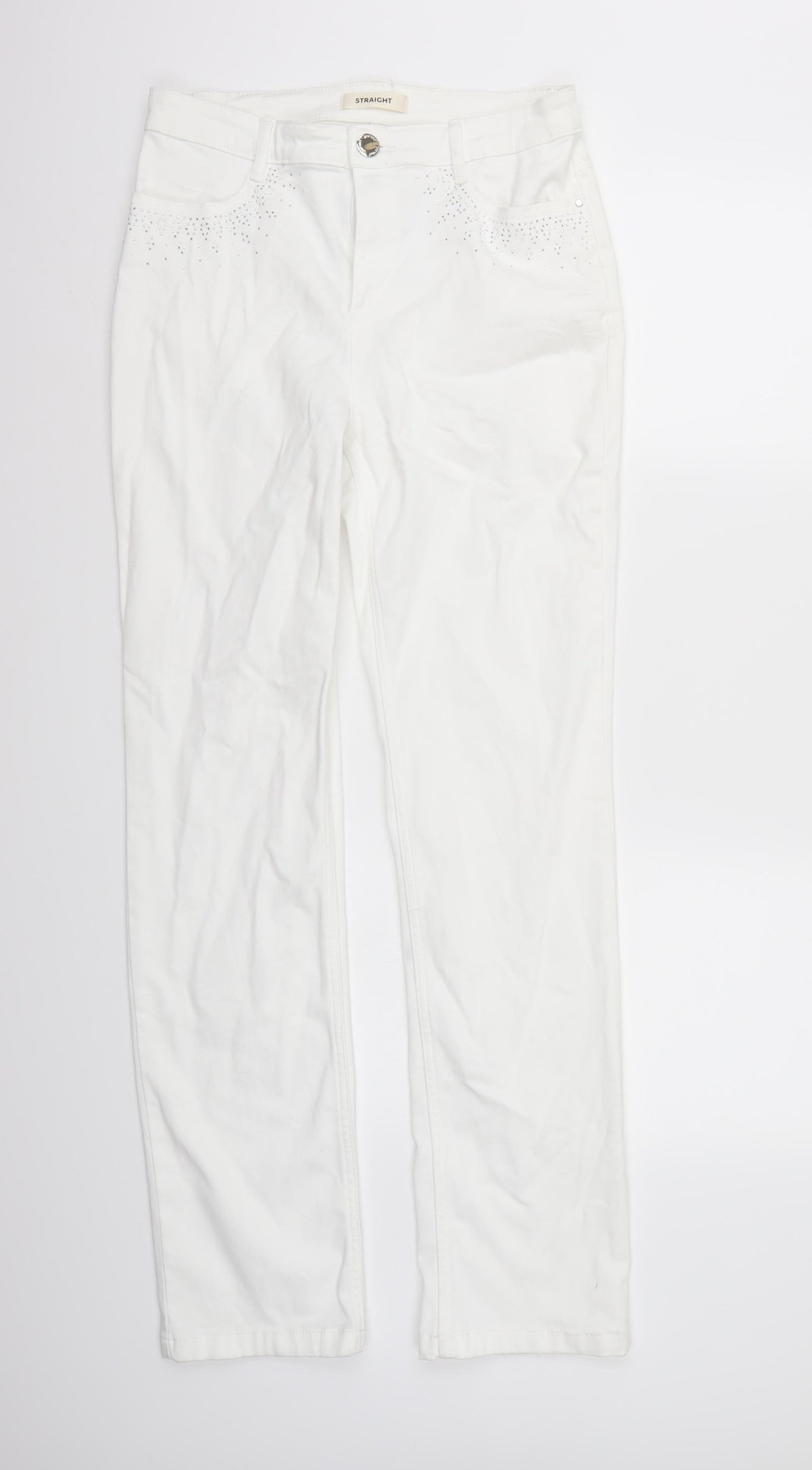 Marks and Spencer Womens White  Denim Bootcut Jeans Size 12 L32 in