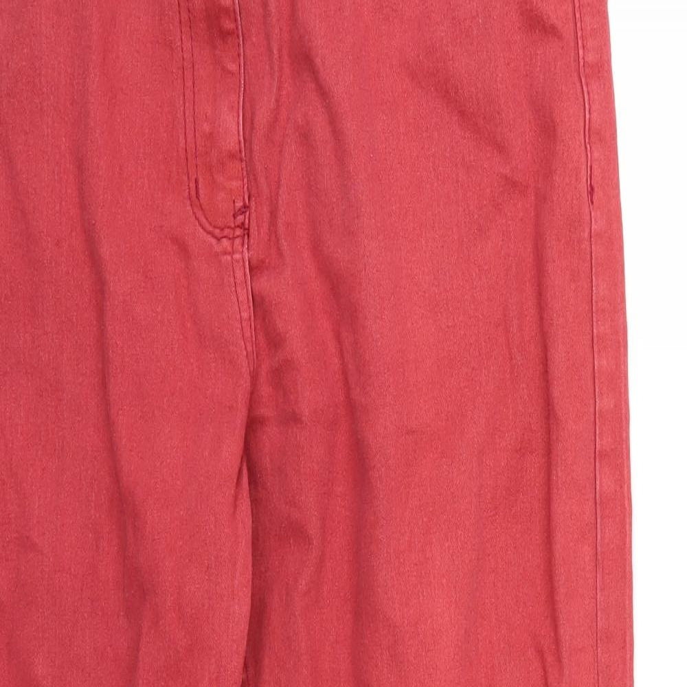 Cotton Traders Womens Red  Denim Straight Jeans Size 16 L26 in