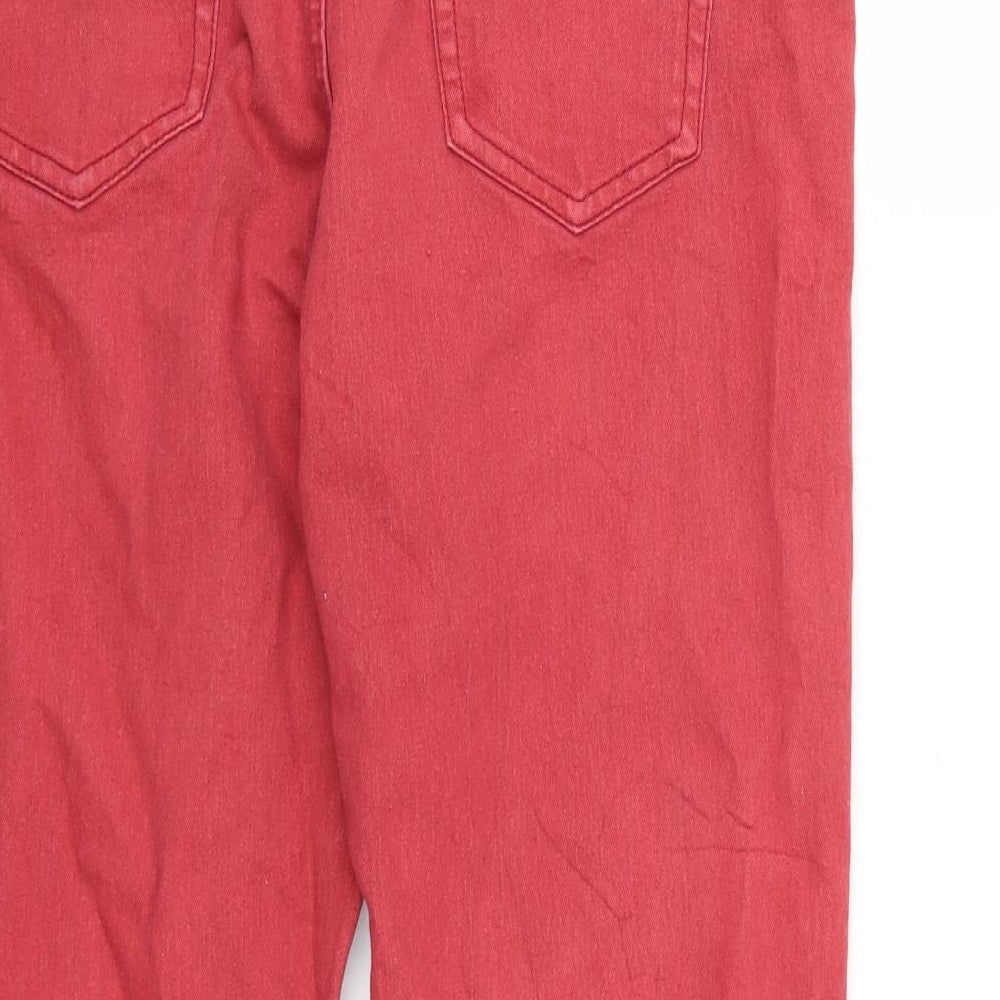 Cotton Traders Womens Red  Denim Straight Jeans Size 16 L26 in
