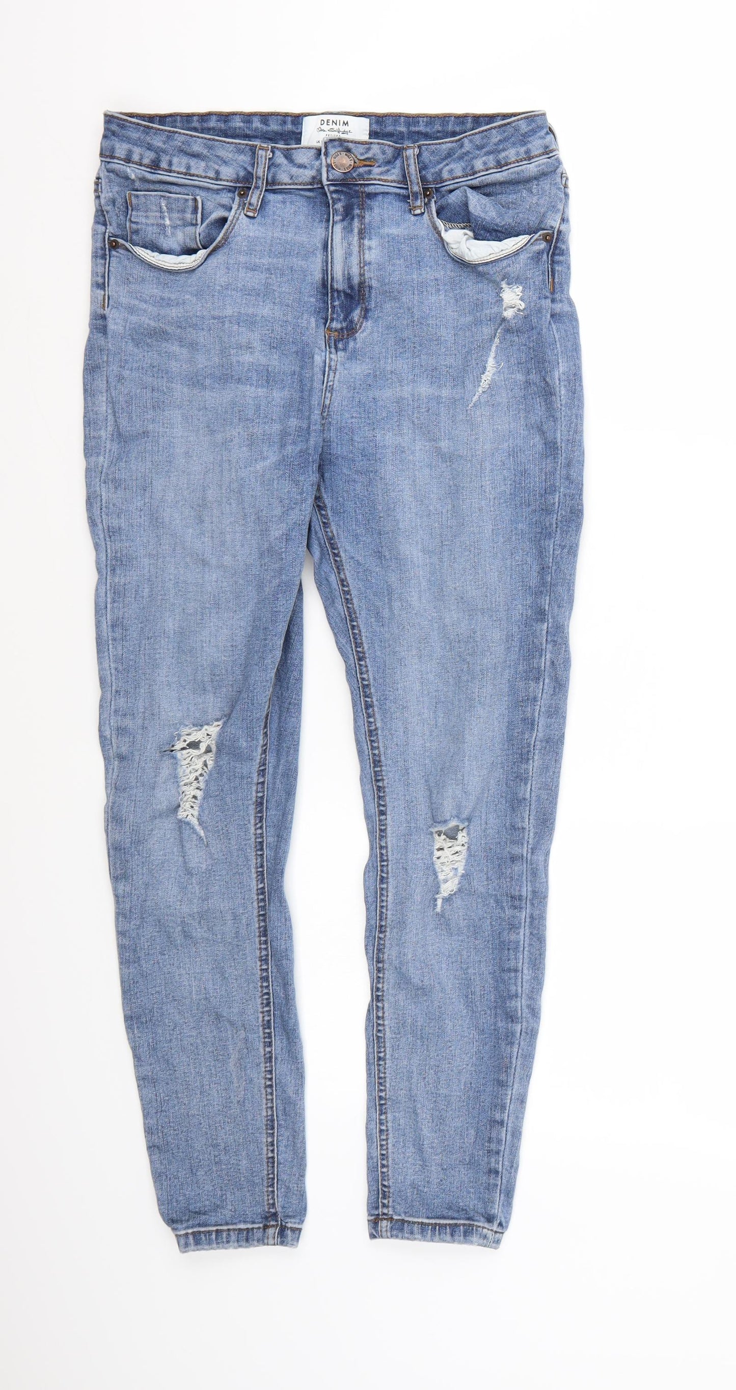 Miss Selfridge Womens Blue  Denim Skinny Jeans Size 14 L24 in