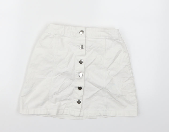 Divided by H&M Womens White Denim A-Line Skirt Size 6