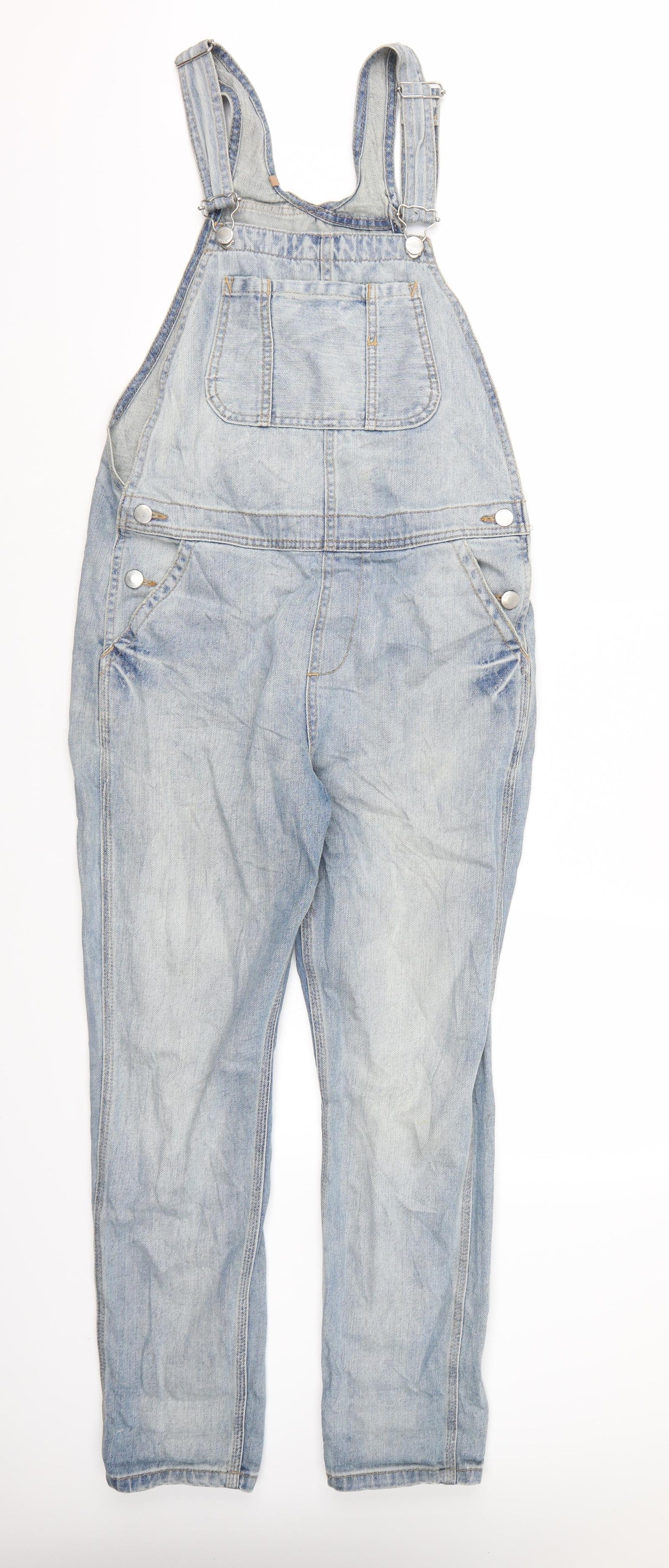Topshop Womens Blue  Denim Dungaree One-Piece Size 10 L28 in