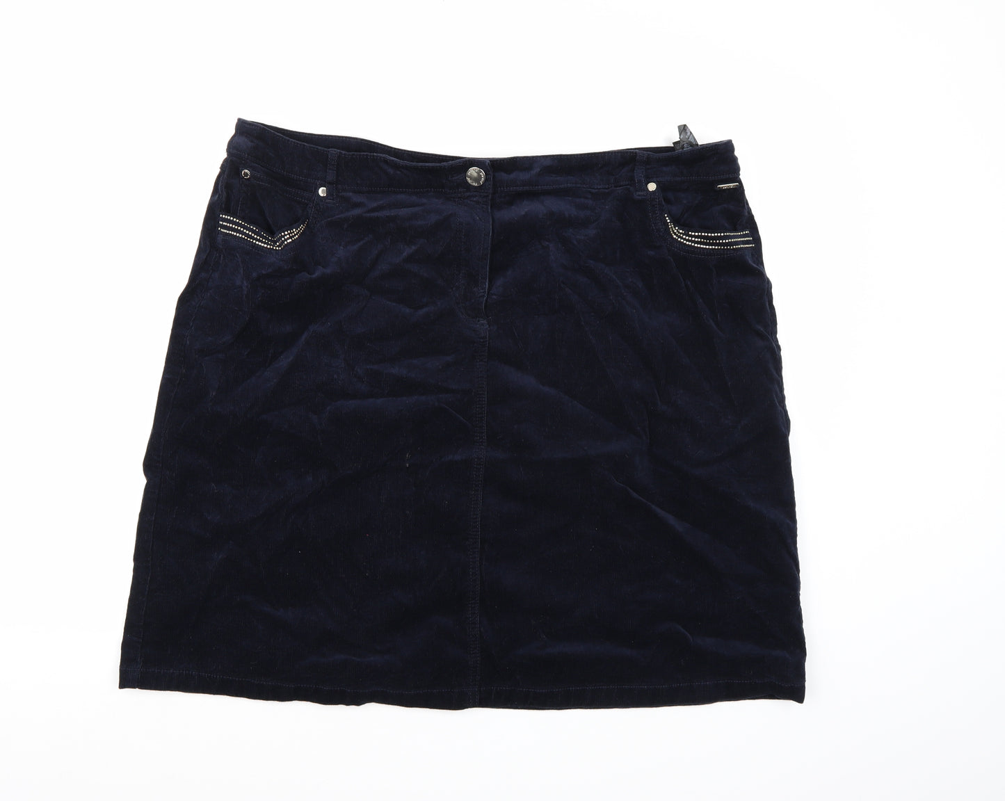 Marks and Spencer Womens Blue  Corduroy A-Line Skirt Size 22