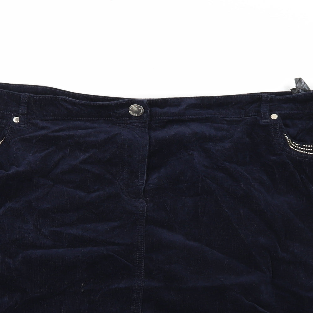 Marks and Spencer Womens Blue  Corduroy A-Line Skirt Size 22