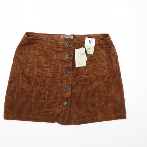Denim co. Womens Brown  Corduroy A-Line Skirt Size 18