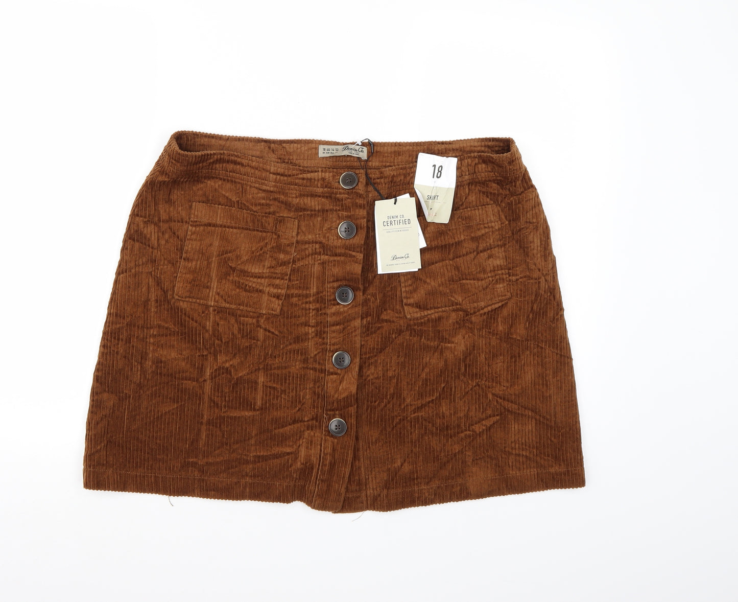 Denim co. Womens Brown  Corduroy A-Line Skirt Size 18