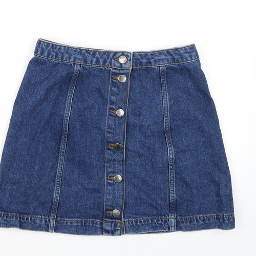 Topshop Womens Blue  Denim A-Line Skirt