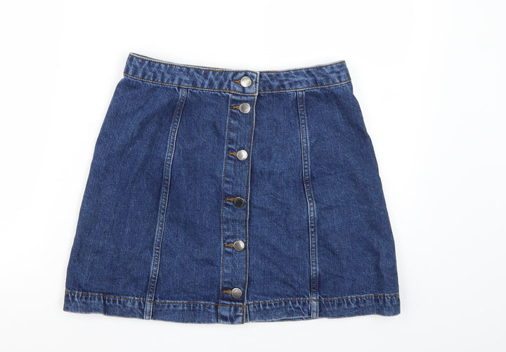 Topshop Womens Blue Denim A-Line Skirt