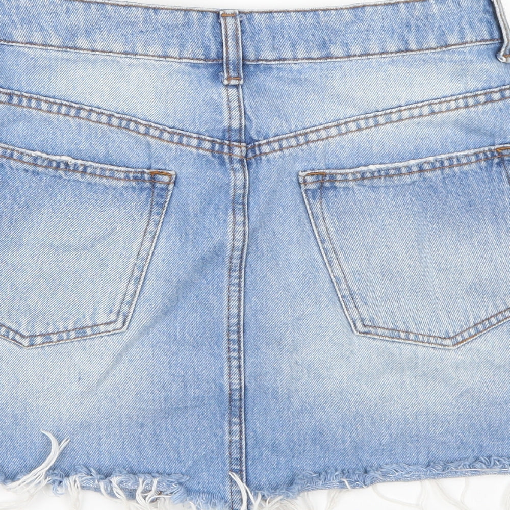 Bershka Womens Blue  Denim A-Line Skirt Size 8
