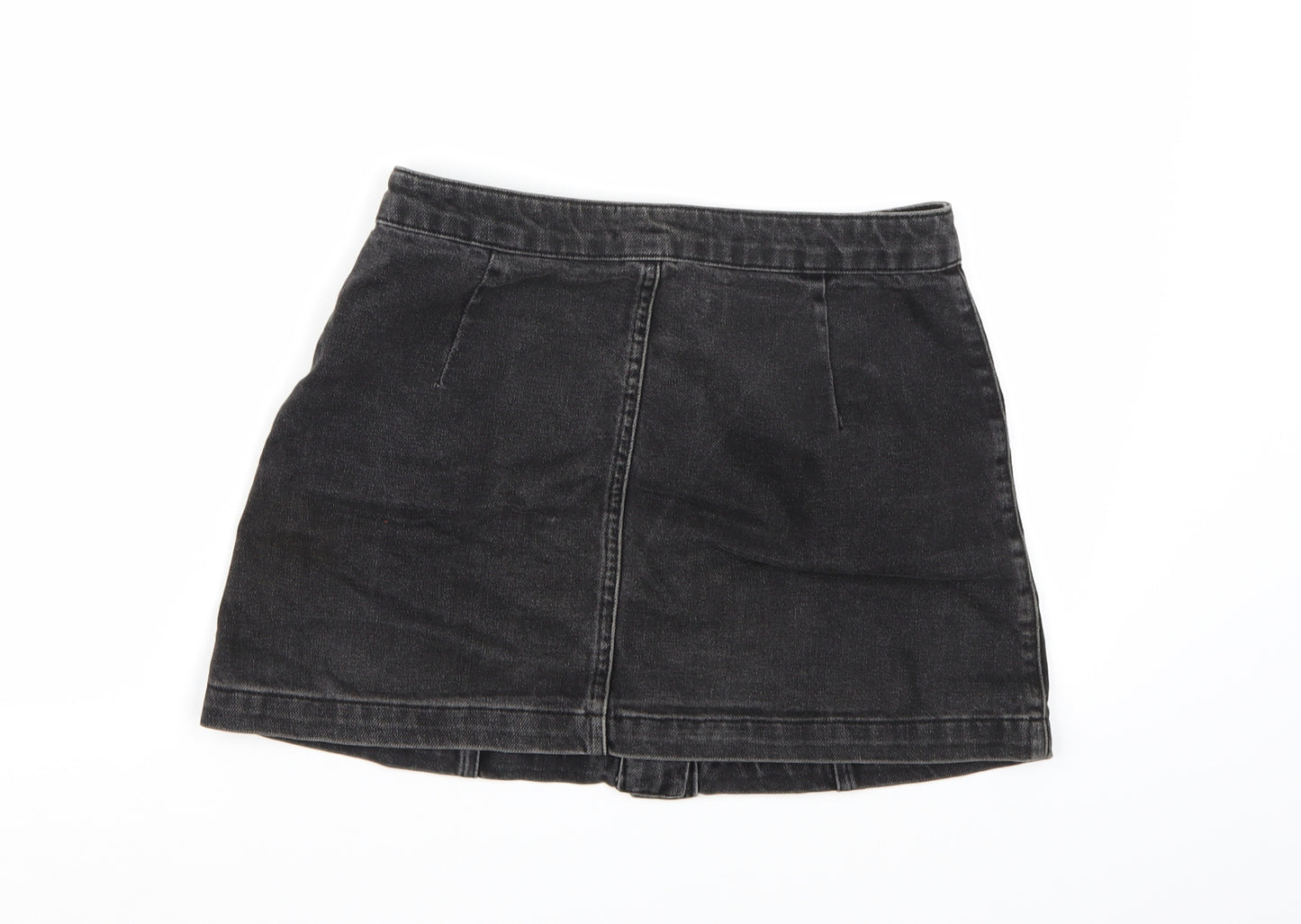 Topshop Womens Black  Denim A-Line Skirt Size 8