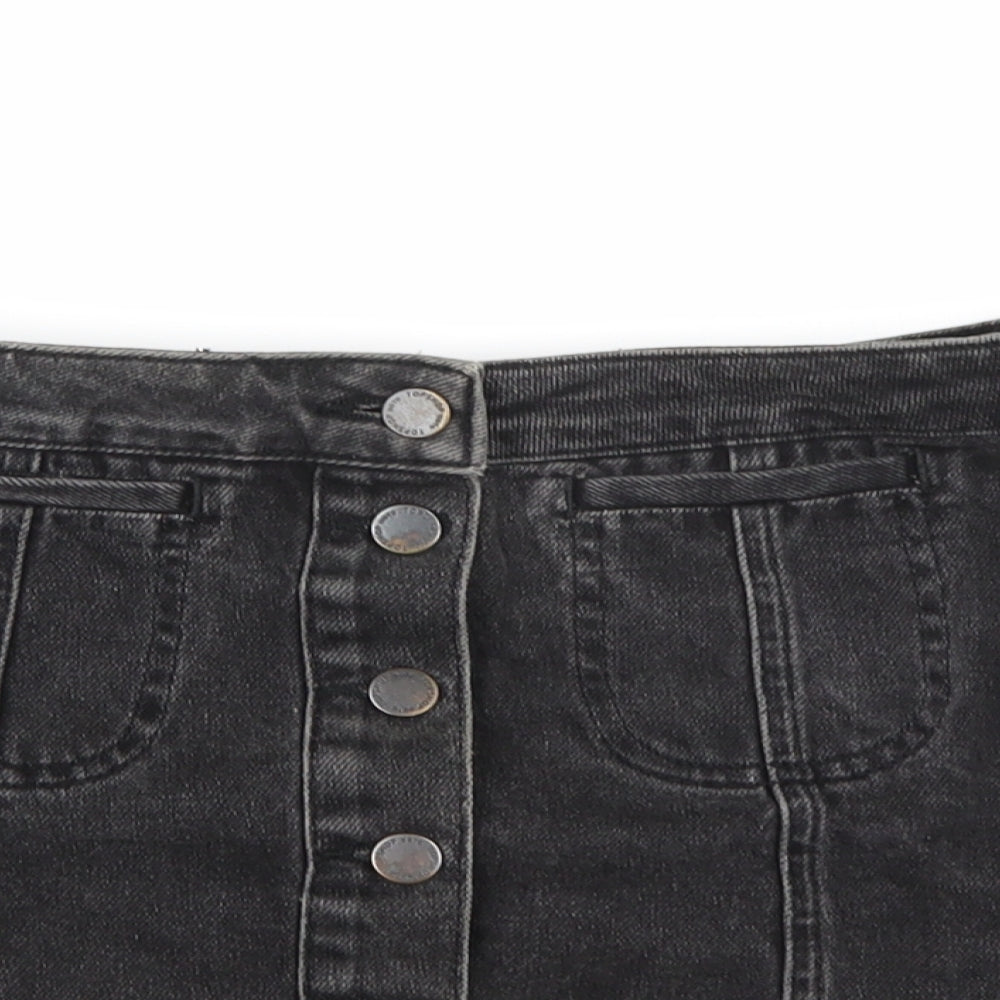 Topshop Womens Black  Denim A-Line Skirt Size 8