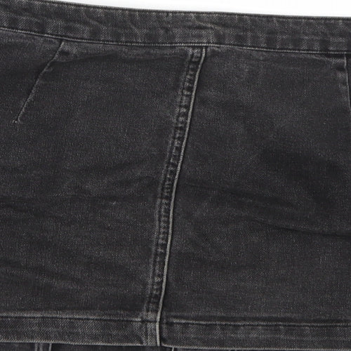 Topshop Womens Black  Denim A-Line Skirt Size 8