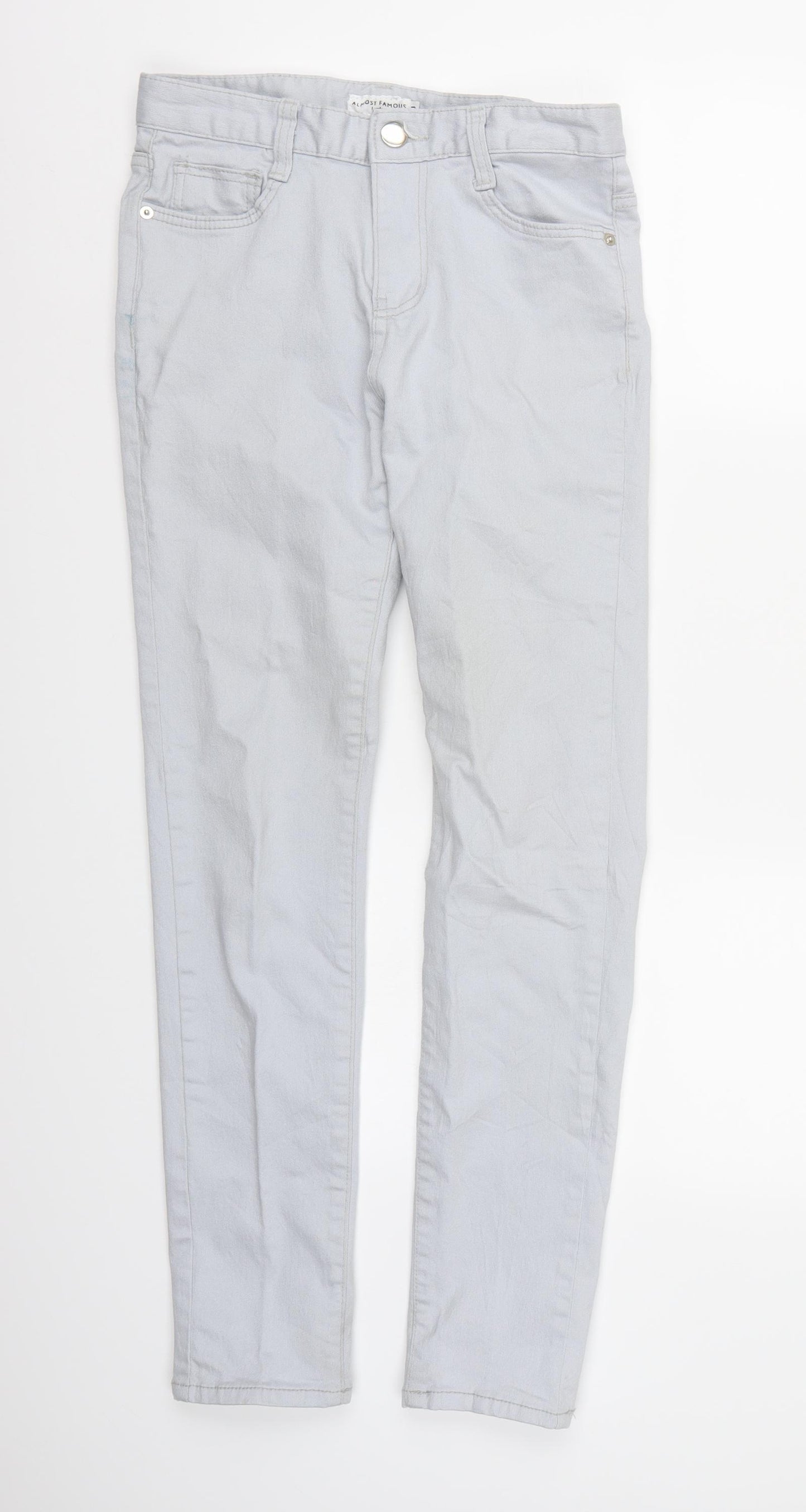 Almost Famous Womens Grey  Denim Straight Jeans Size 10 L30 in