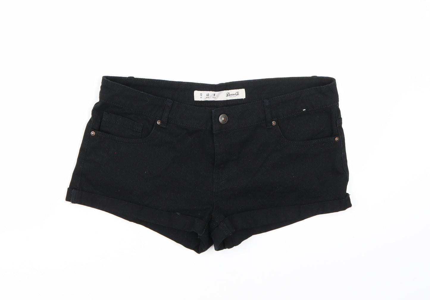 Denim co. Womens Black  Denim Cut-Off Shorts Size 12