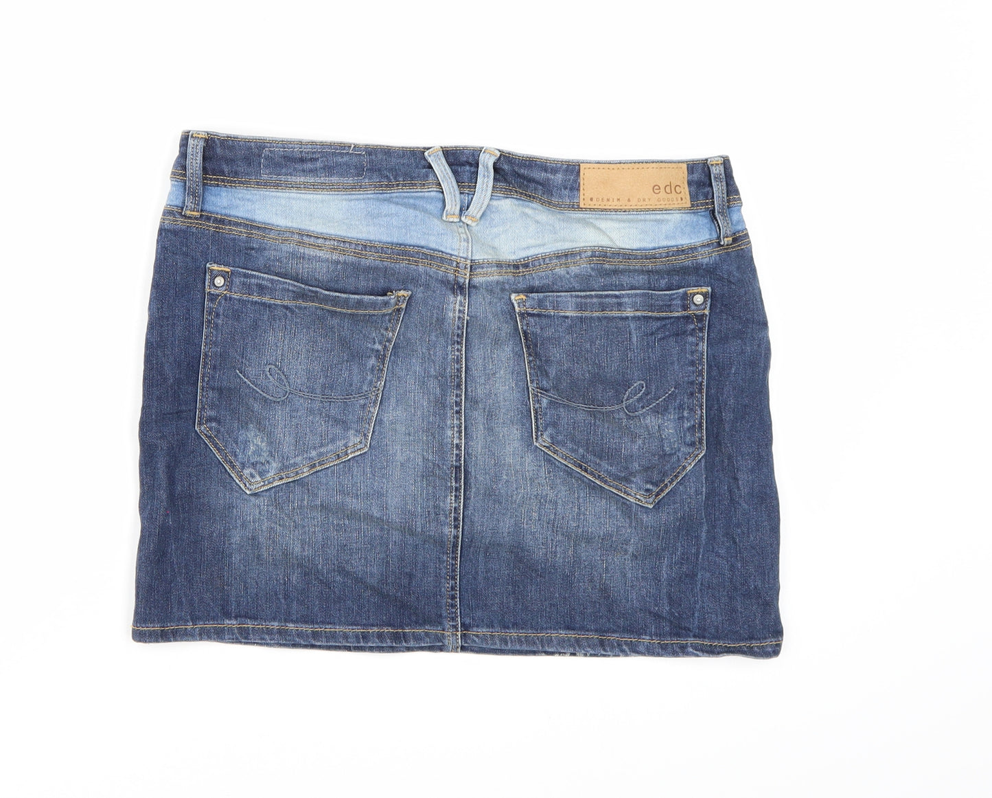 EDC Womens Blue  Denim A-Line Skirt