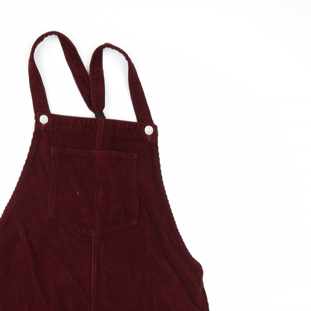 Topshop Womens Red  Corduroy Pinafore/Dungaree Dress  Size 12