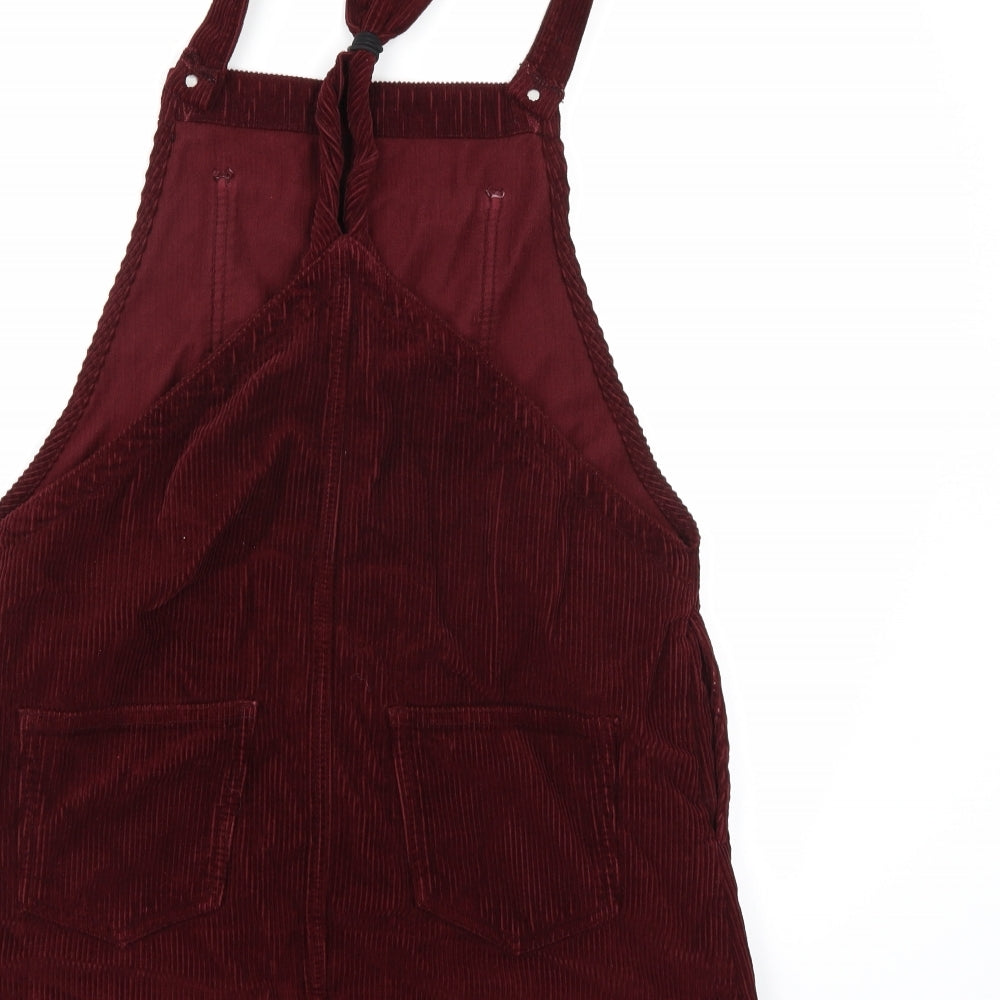 Topshop Womens Red  Corduroy Pinafore/Dungaree Dress  Size 12