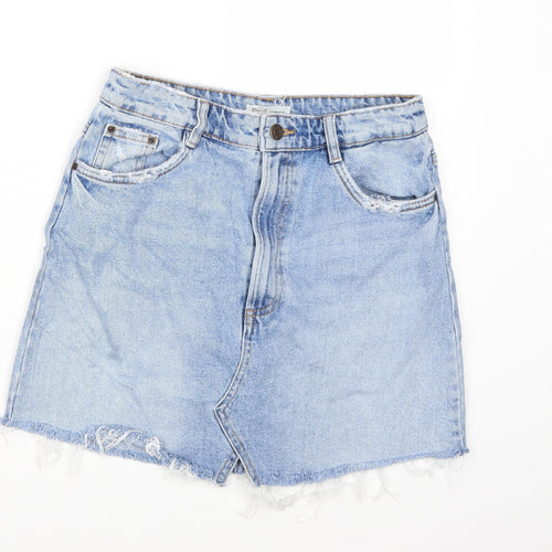 Preworn Womens Blue  Denim A-Line Skirt