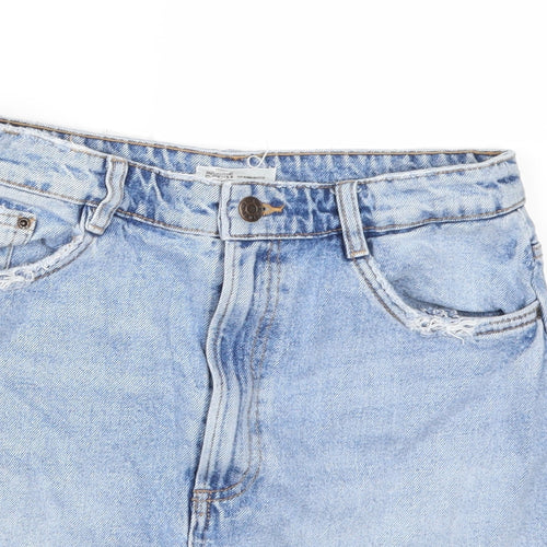 Preworn Womens Blue  Denim A-Line Skirt