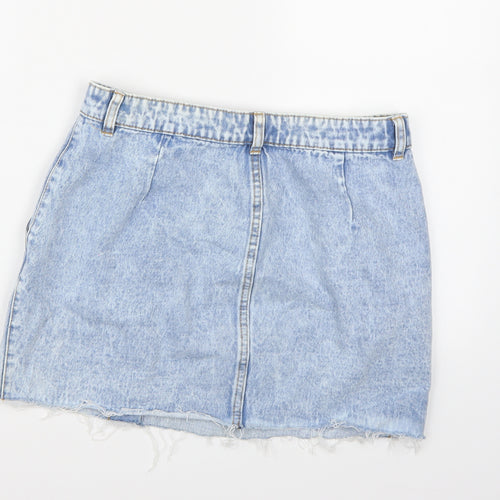 Pull&Bear Womens Blue  Denim A-Line Skirt Size L