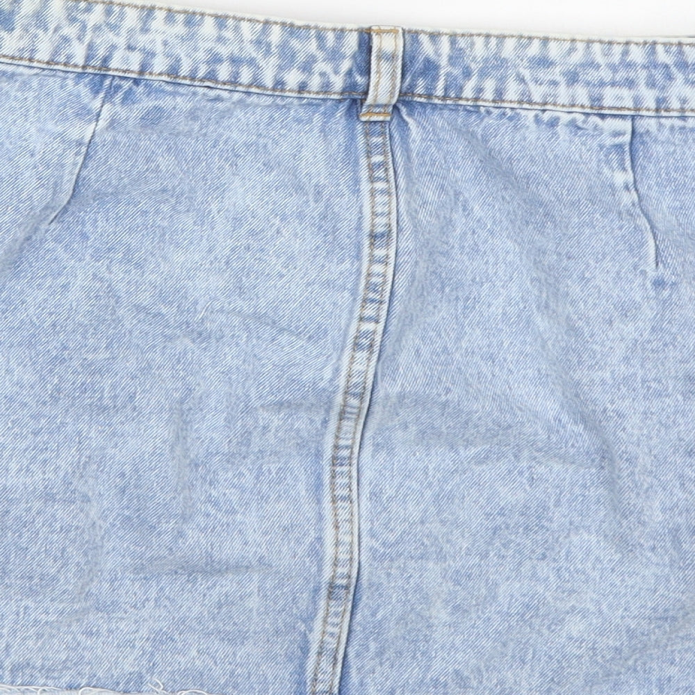 Pull&Bear Womens Blue  Denim A-Line Skirt Size L
