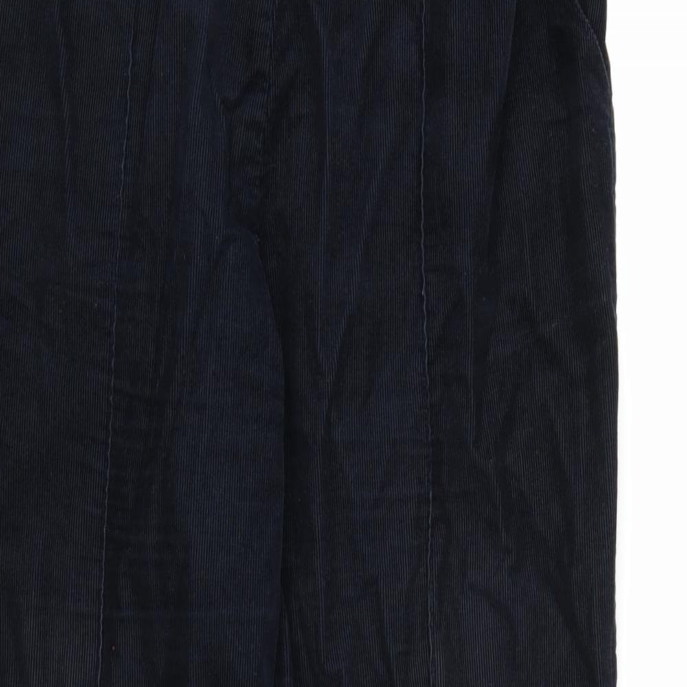 Marks and Spencer Womens Blue  Corduroy Trousers  Size 14 L27 in - Navy