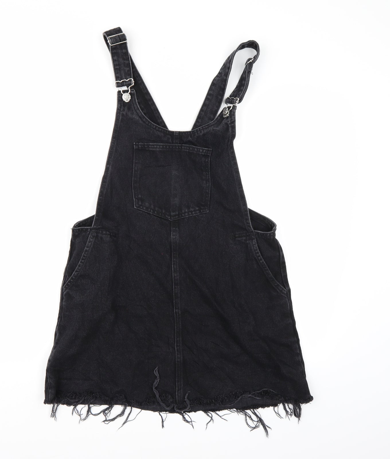 Zara Womens Black  Denim Pinafore/Dungaree Dress  Size M