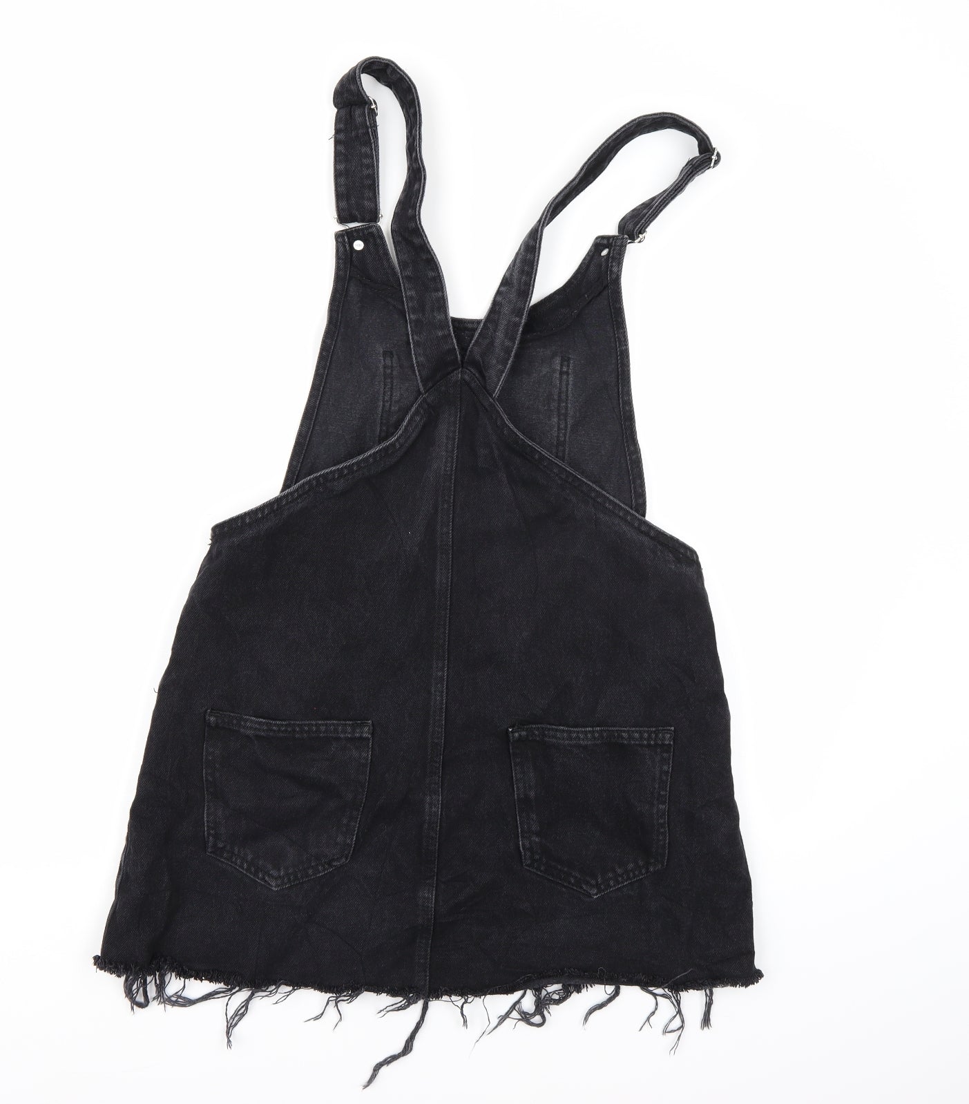 Zara Womens Black  Denim Pinafore/Dungaree Dress  Size M